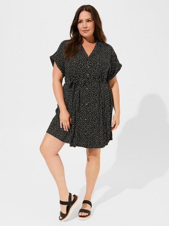 Torrid Rayon Slub Button-Front Collared Dress | 00x
